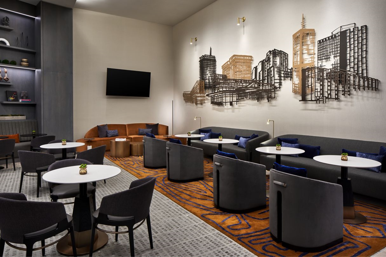 Custom metal cityscape by Creative Edge Hospitality Art.