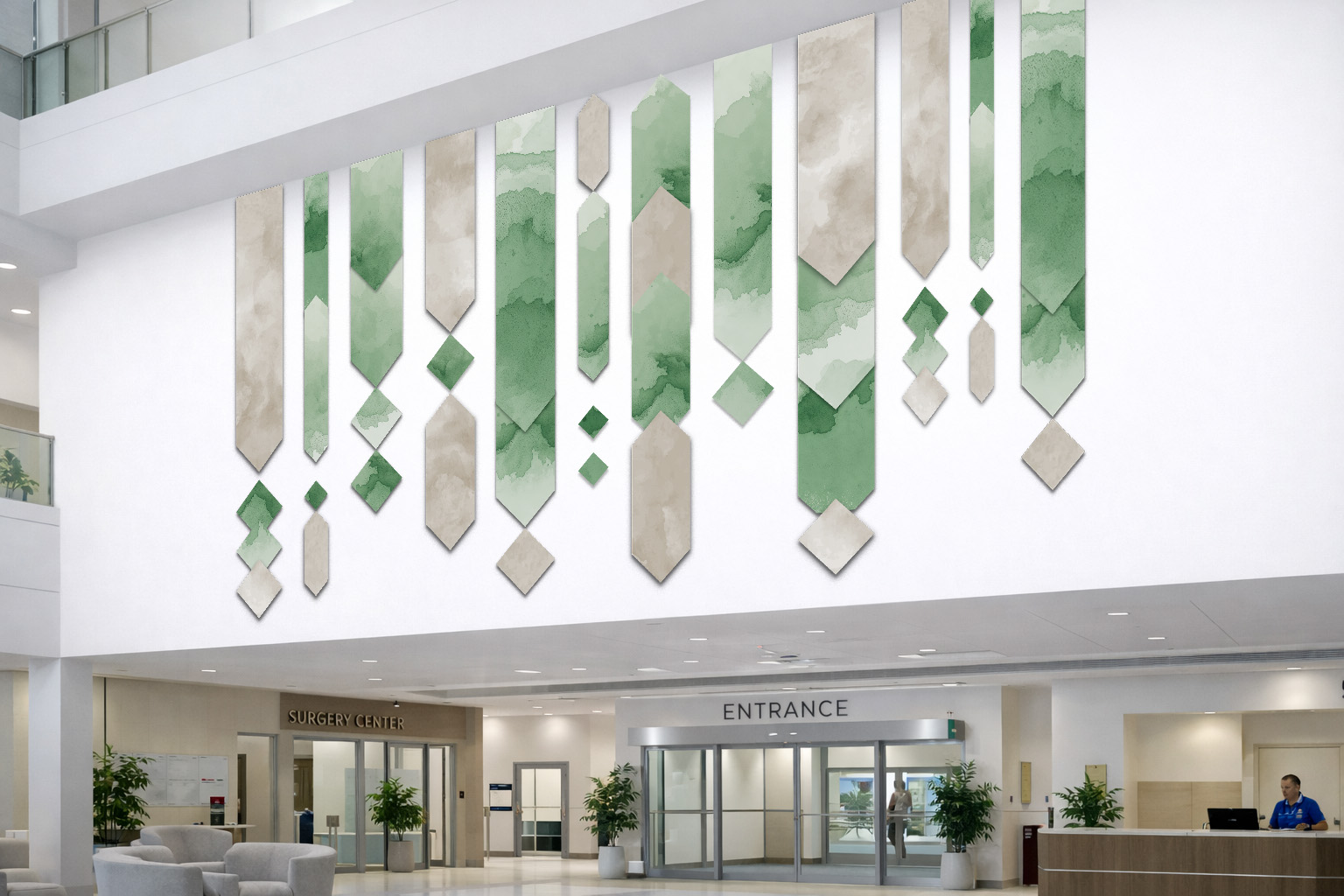 Blank Wall Large Hospital Entrance Custom printed metal wall art by Creative Edge Hospitality Art.